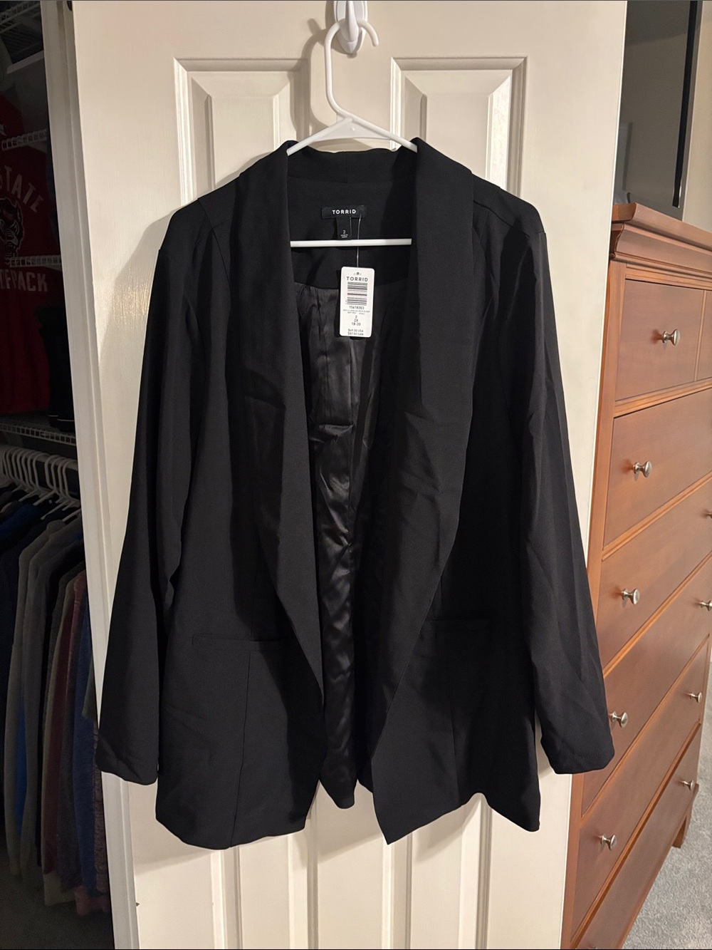 torrid Black Open-Front Blazer Jacket with Shawl Collar